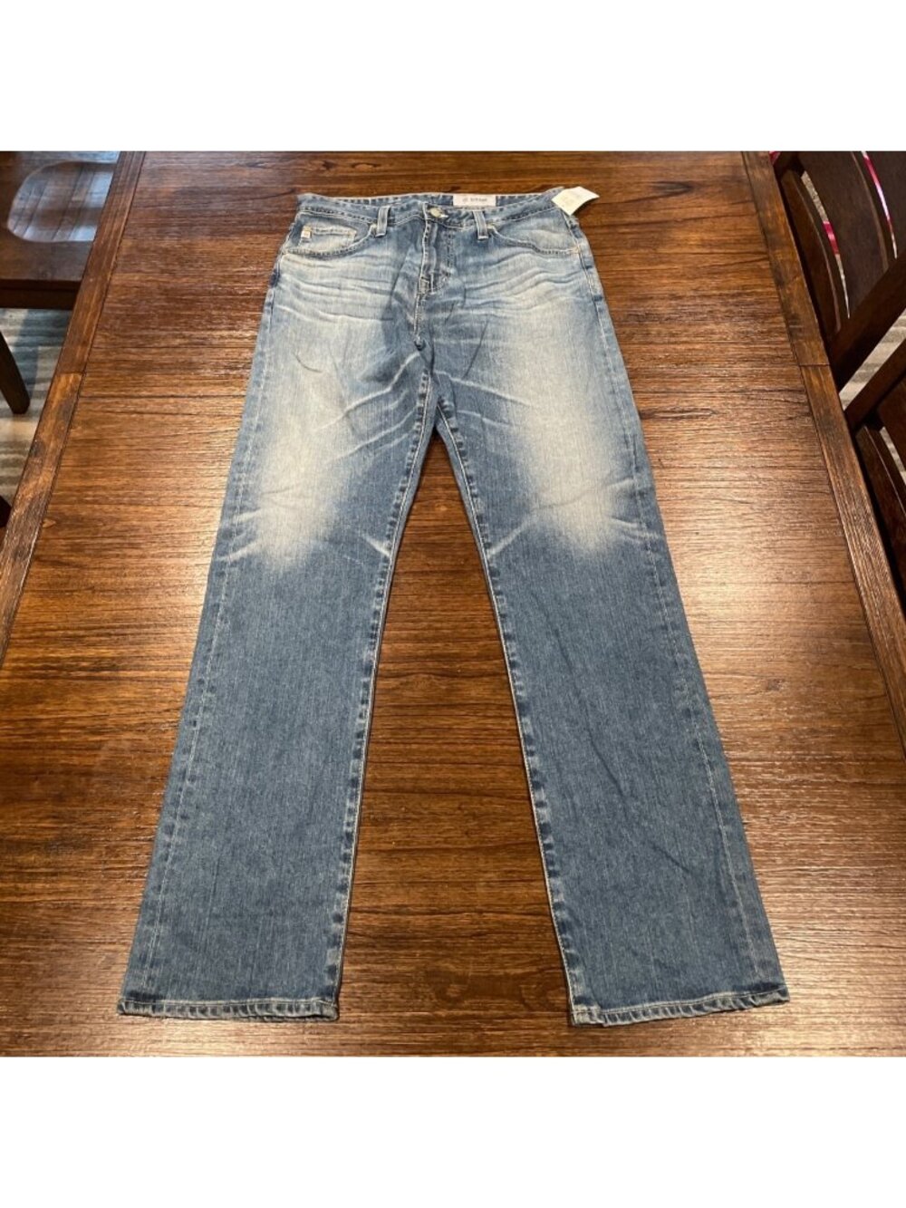 AG Ives Modern Athletic Jean Mens 32x34 Straight AG-ED Denim Distressed Faded